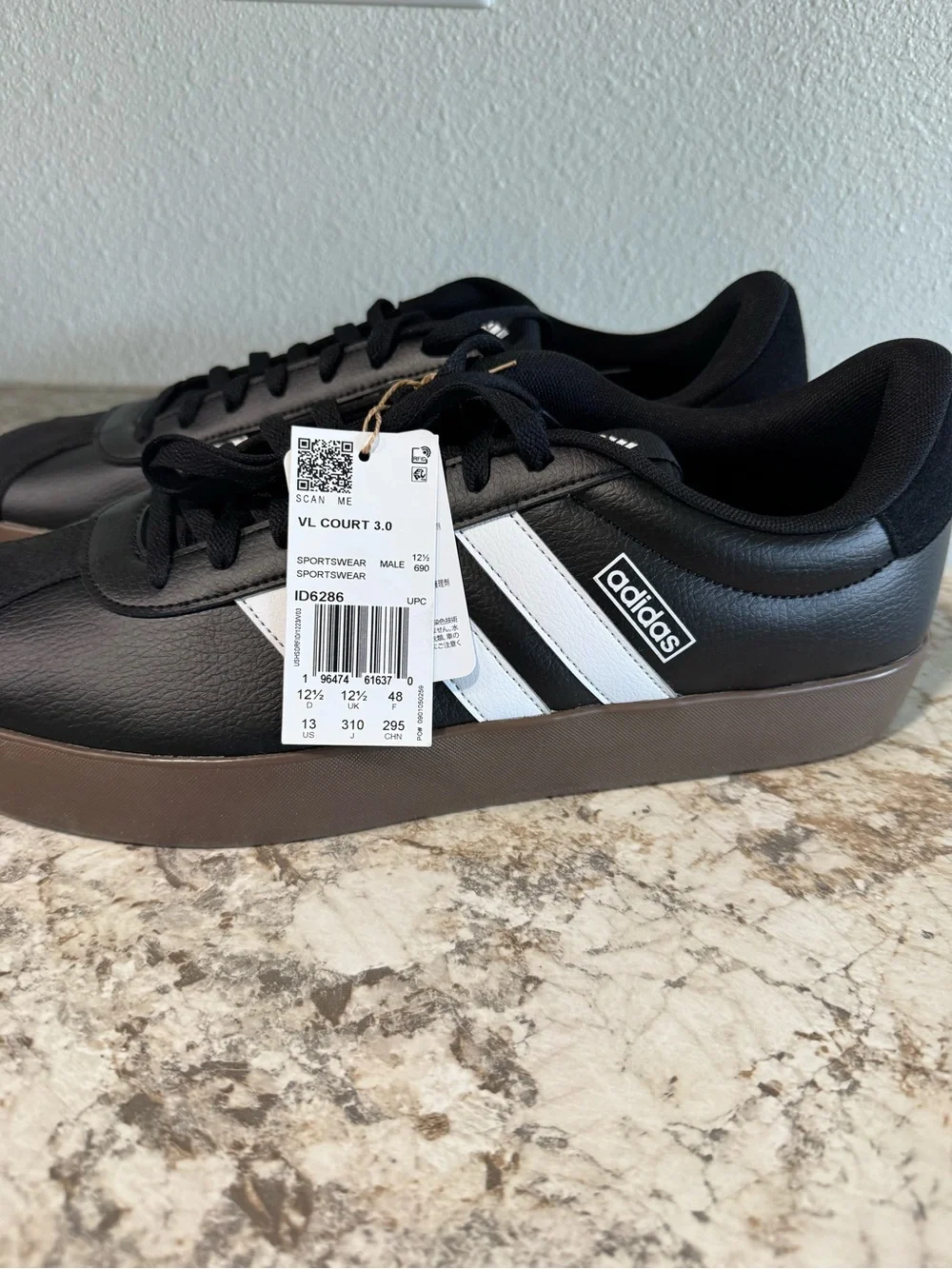 adidas Men’s VL Court 3.0 Black/White Casual Sneakers